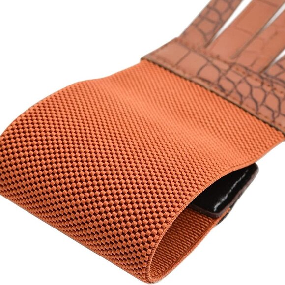 Womens Faux Leather 5 Metal Rings Wide Waist Belt - Picture 6 of 6